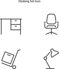 desk set linear icon for office desk. Thin line illustration. Keeping workplace clean. Tidy home or office desk. Contour symbol. 