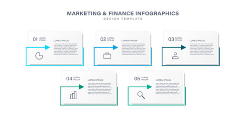 Infographic elements vector illustration with 5 steps and arrows