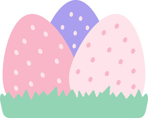 Pastel Decorative Easter Eggs Hunt in Grass Design Element illustration