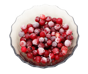 A bowl of frozen cranberries