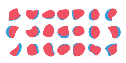 Abstract Organic Blob Shapes in Red and Blue – Modern Minimal 3D Fluid Design