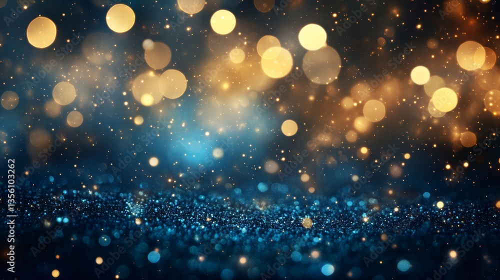 Poster shimmering abstract backdrop with glittering lights and bokeh effect