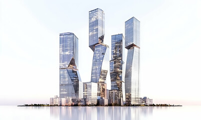 Obraz premium Modern Futuristic Skyscrapers with Unique Architectural Design