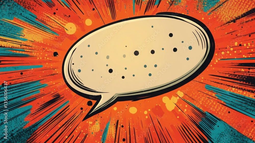 Poster vibrant comic book style speech bubble on a colorful pop art background showcasing dynamic colors an