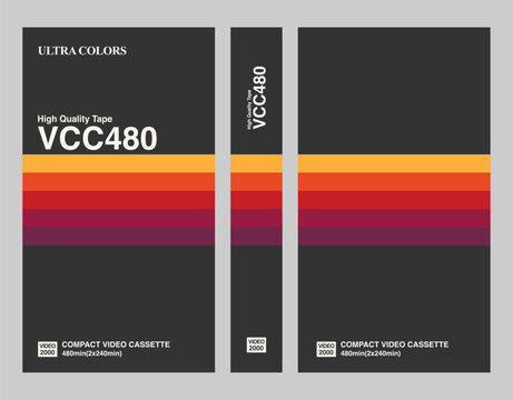 black retro vhs video cassette cover mockup vector 80s 90s nostalgia 