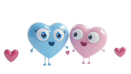 Fototapeta premium Cute blue and pink heart shape