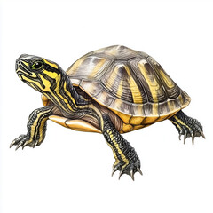 Obraz premium Illustration of the Tortoise, soft watercolor tones, white background, detailed illustration, cartoonish.