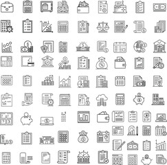Bookkeeping and Accounting Line Icons Set Editable Stroke Vector for Finance and Audit