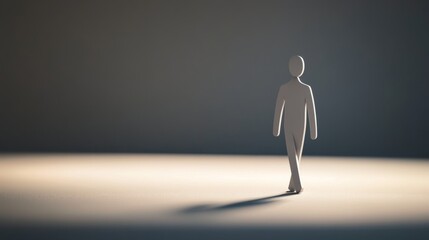 Obraz premium Minimalist Figurine Walking on a Plain Surface with Soft Lighting