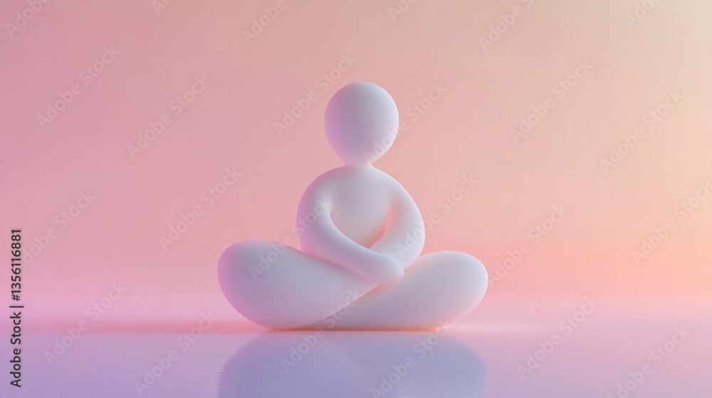 Poster Minimalist Figure in Meditation Pose with Soft Gradient Background