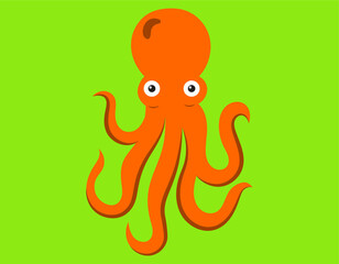 octopus vector on green background