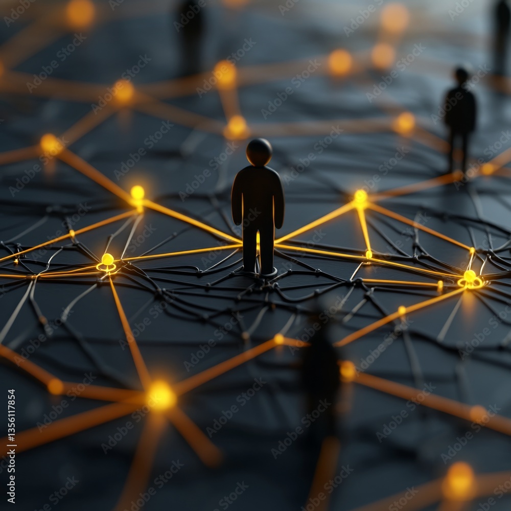 Poster abstract concept of digital network connection with human figures