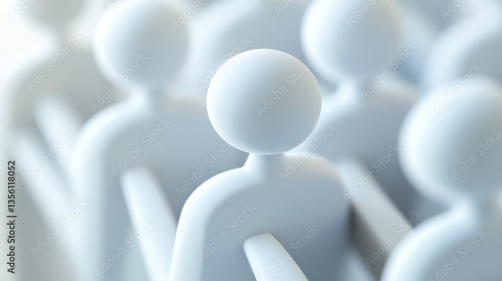 Poster abstract crowd of white figure representations in soft focus background