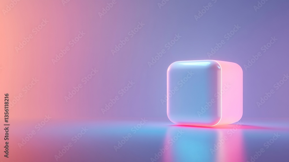 Aufkleber soft glow cube on gradient background with modern design aesthetic