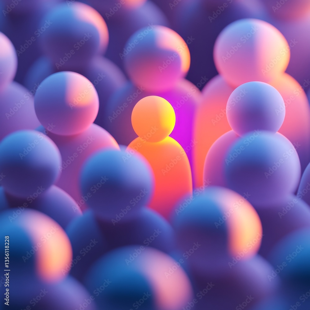 Poster vibrant abstract representation of individuality among unity in crowd