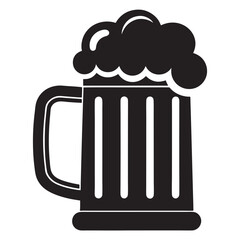 Beer mug silhouette, Beer mug silhouette, Elegant beer black silhouette vector on white background