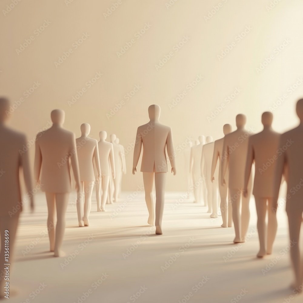 Poster abstract representation of human figures in a soft light environment