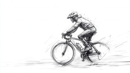 Obraz premium Dynamic sketch of a cyclist in motion, showcasing speed and determination while riding a bicycle on a blurred background representing intense activity and energy