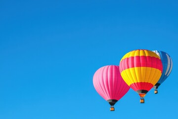 Obraz premium Hot air balloons floating in blue sky