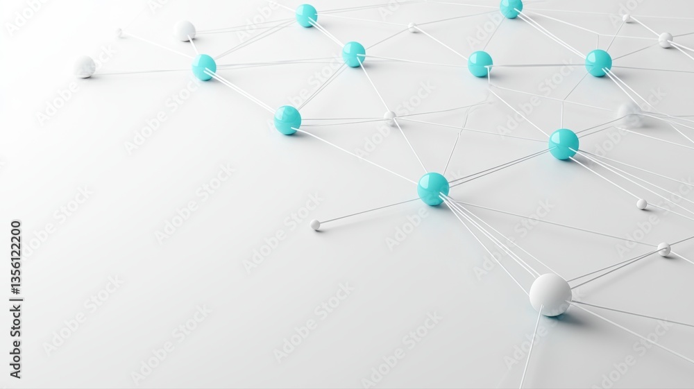 Poster abstract digital image showcasing a network of connected spheres in a modern design, symbolizing inn