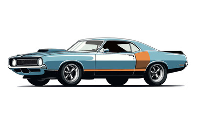 Fototapeta premium Vintage American Muscle Car Vector Illustration, Classic Retro Design Template