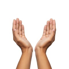 Hands praying gesture isolated on white background 