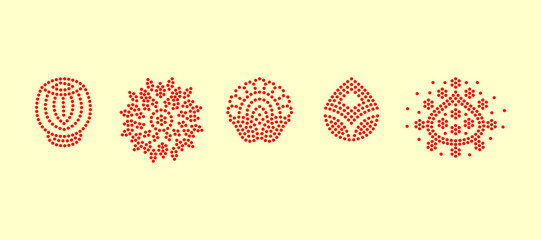 Rhinestone hotfix transfer flowers and leaves buti set design for laser cutting. 2.2 mm hole size 6 ss, round flower, geometrical leaves rhinestone vector design.