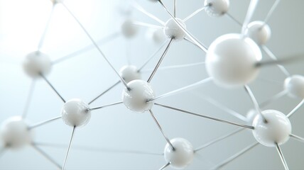 Abstract representation of molecular structures depicting connections between atoms in a futuristic setting.