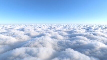 Naklejka premium Cloudscape Aerial view of fluffy white cumulus clouds under a clear blue sky.