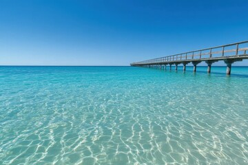 Clear water pier under blue sky
