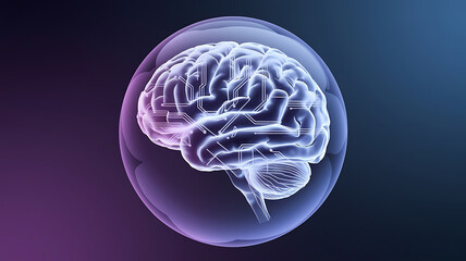 Fototapeta premium Translucent brain with circuit board design futuristic concept