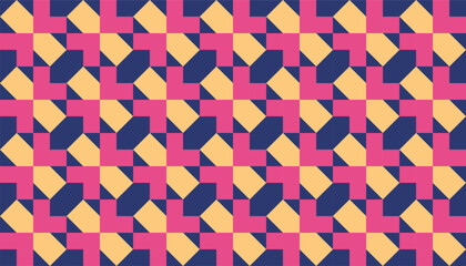 Abstract geometric pattern with a combination of pink, navy and cream colors that creates a dynamic visual effect. Suitable for backgrounds, textiles or decorative elements
