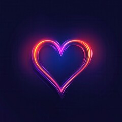 Neon Heart Shape with Glowing Lines on Dark Background, Colorful Heart Design for Romantic and Heartfelt Themes in Digital Art