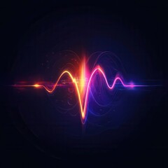 Fototapeta premium Vibrant Waveform Display with Colorful Light Effects Representing Sound Frequency and Audio Visualization in Dark Background