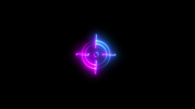 Technology radar display with target in sight in center icon animation. Target, focus, indicate icon. sniper gun goal target symbol icon.4k animation for motion graphic