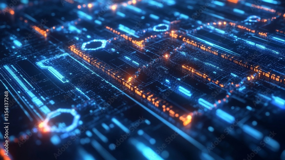 Aufkleber futuristic digital currency blockchain concept with glowing elements