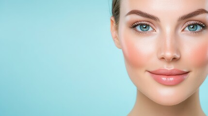 Fototapeta premium Radiant Woman Portrait With Light Dusting On Face