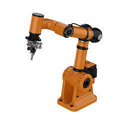 Welding robotic arm isolated on white