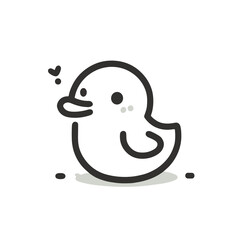 Cartoon Duckling, Happy, Representing Childhood and Playfulness, White Background with copy space