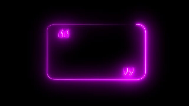 quotes neon frame frame border animated frame border place adverbs. neon template animation on black background 