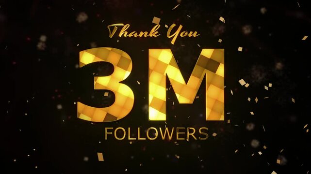 3M Followers celebration animation, 3000000 followers thank you video, fireworks, confetti party effects, social media milestone motion graphics animation, celebrating 3M followers