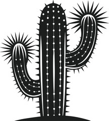 Cactus Silhouette Vector Illustration - Desert Plant Icon for Design Projects