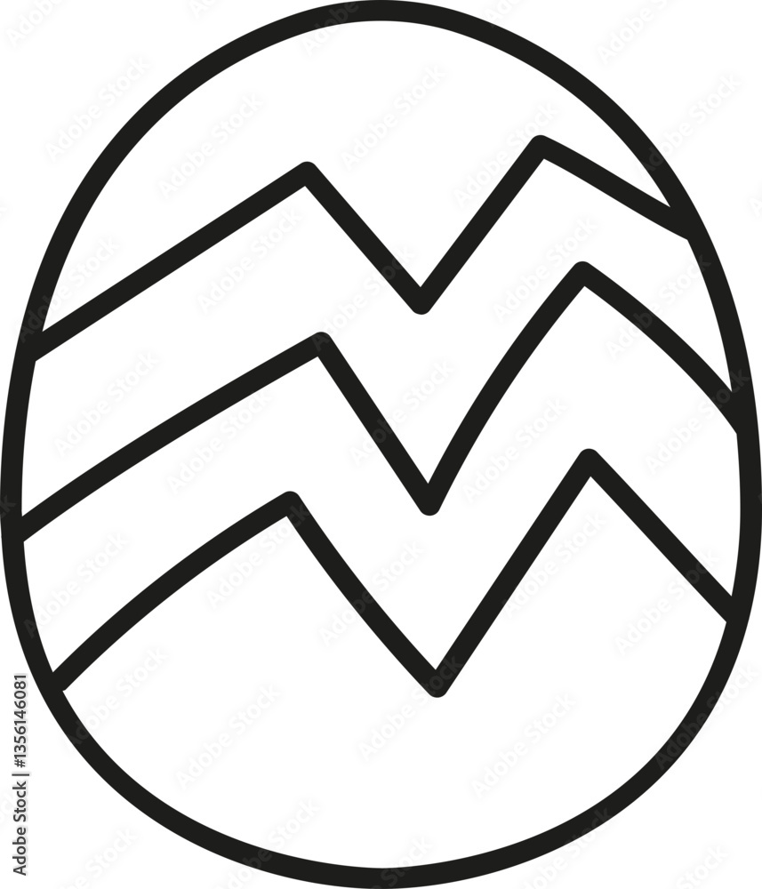Poster boho groovy easter egg decorative egg with zigzag patterns and simple design. in doodlecolor style