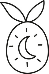 boho groovy easter egg Stylized fruit illustration with a moon design. in doodlecolor style