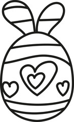 boho groovy easter egg Easter egg design with hearts and bunny ears. in doodlecolor style