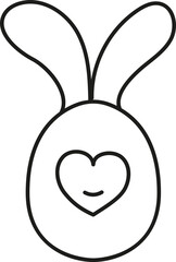 boho groovy easter egg Cute bunny illustration with heart-shaped body and long ears. in doodlecolor style