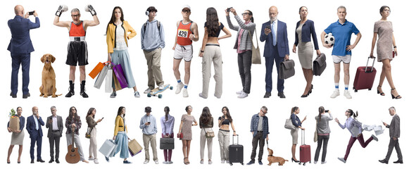 Diverse people standing and waiting