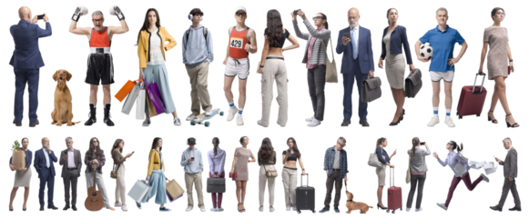 Diverse people standing and waiting