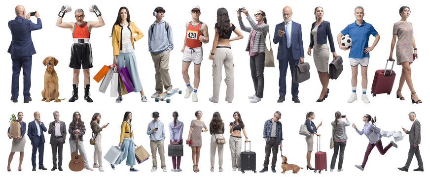 Diverse people standing and waiting