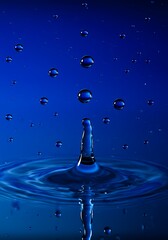 water drops on blue
